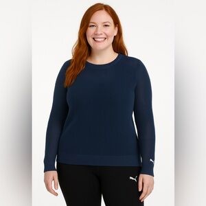 Puma Women’s Blue Mesh Fall Sweater – Size Large